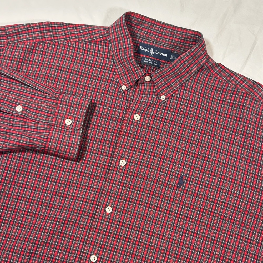 Ralph Lauren Mens XL Plaid Button Down‎ Shirt Long Sleeve Classic Fit Marlowe